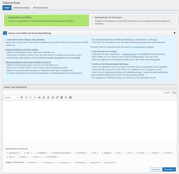 Datenschutz-Editor