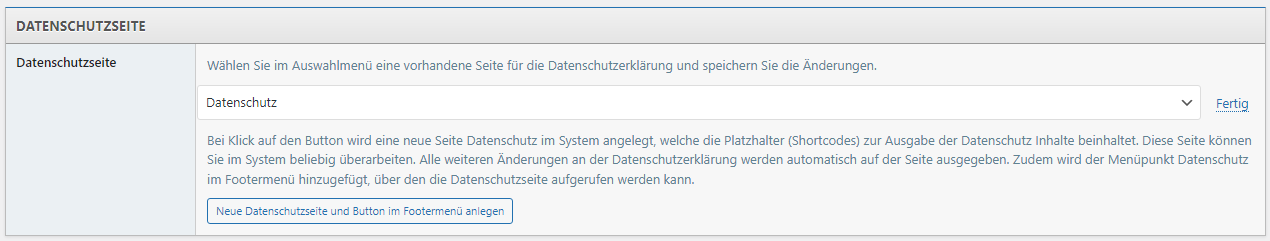 Datenschutz Seitenzuordnung