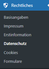 Datenschutz Menüpunkt