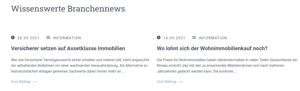 Ansicht im Frontend