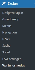 Menüpunkt Wartungsmodus