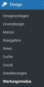 Menüpunkt Wartungsmodus