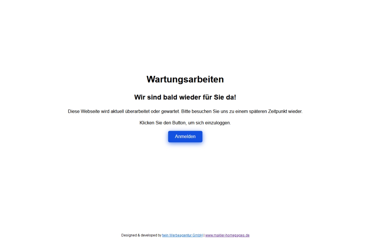 Wartungsmodus - Frontend Ansicht