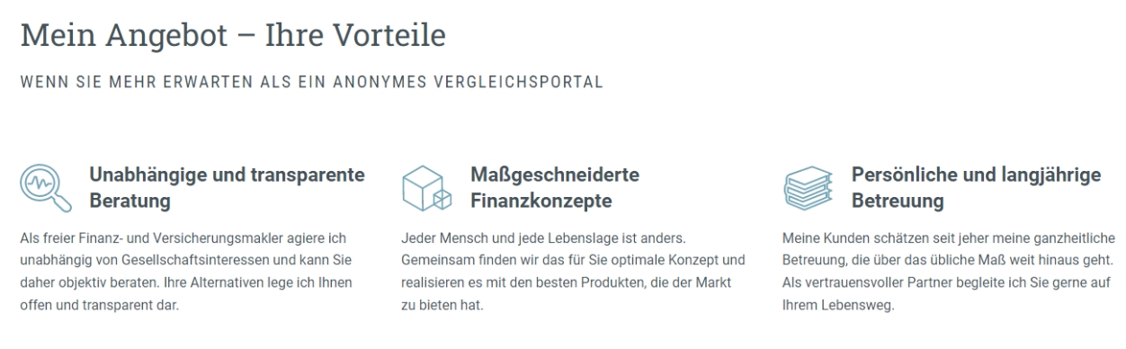 Ansicht im Frontend - Version 1